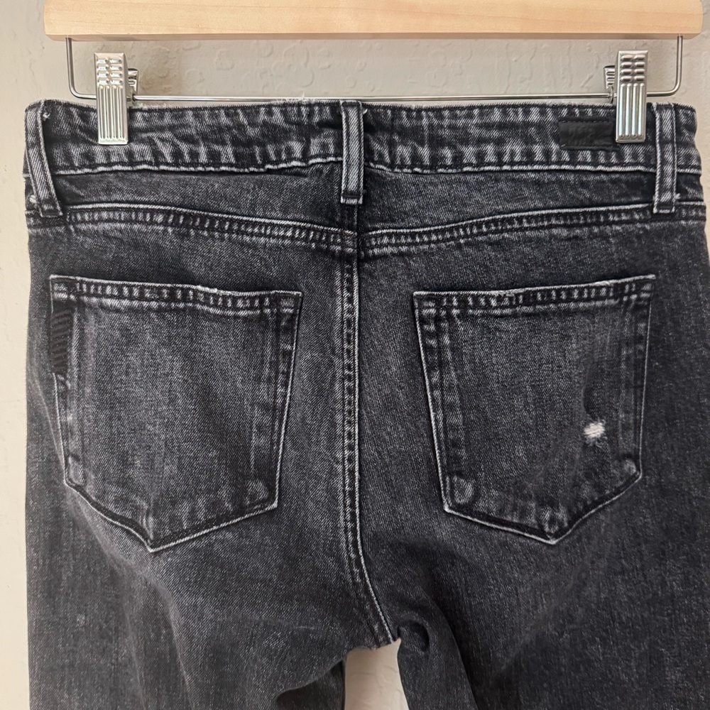 PAIGE Brigitte Fringe Trimmed Mid-Rise Slim Jeans Black Size 27 - Picture 9 of 16